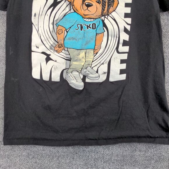 Yazbek Mens Travis Scott Bear Sicko Mode Cactus Jack Graphic T-Shirt Black Large - Picture 6 of 14